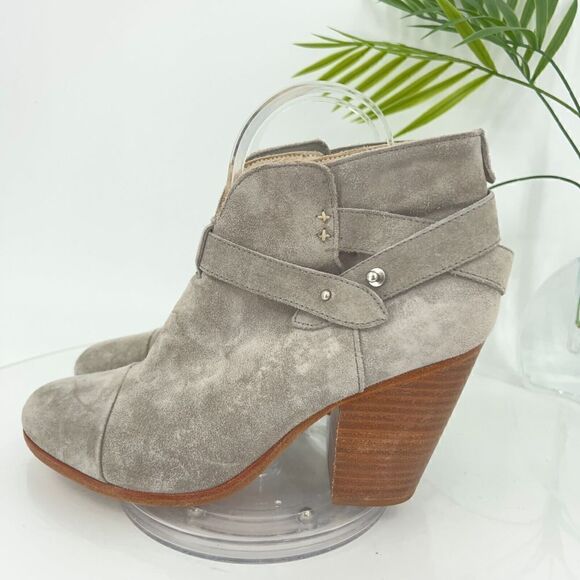 Rag & Bone Harrow Ankle Boots Women's Size 39 9 Grey Suede Leather Strap Heel - Picture 6 of 15